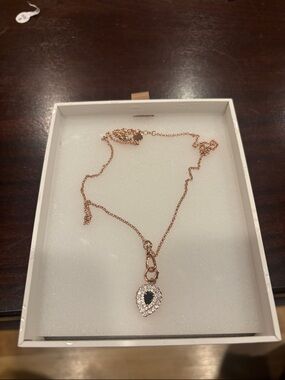 Rose Gold Teardrop Pendant Necklace with Black Onyx